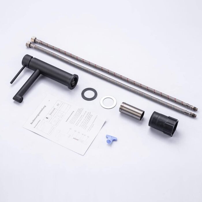 Змішувач для ванної кімнати ONECE, чорний, з висувною лійкою, 105 мм, одноручка, нержавіюча сталь