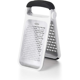 OXO Good Grips Двостороння тертка з контейнером для збору – для овочів та інших продуктів, срібна/чорна