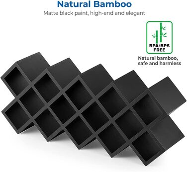 Бамбукова підставка для спецій Ecooe з 18 банками для спецій і етикетками чорна
