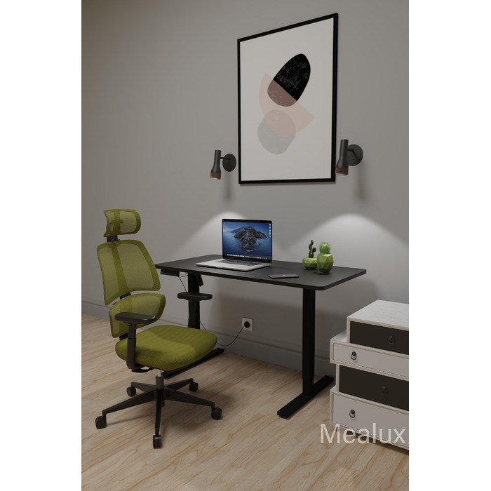 Комплект Mealux PowerDesk Lite Black + Leo Air Plus Green (арт. EVO-201 Lite B/B+Y 546 KZ)