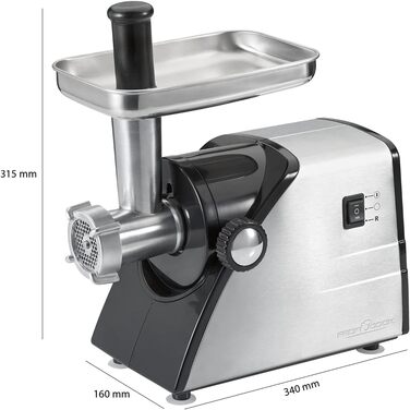 Електрична м'ясоподрібнювач Profi Cook PC-FW 1060 з набором аксесуарів, 1000W, нержавіюча сталь
