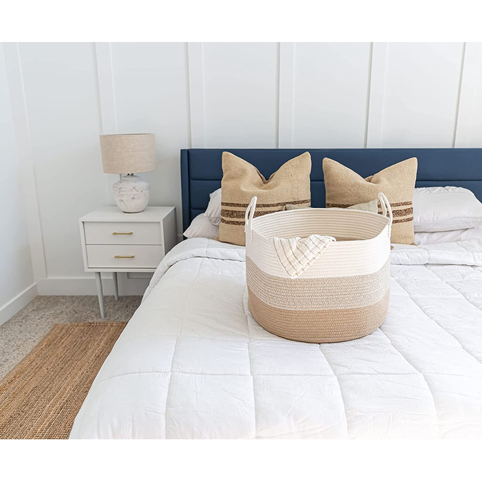 Плетені кошики OrganiHaus: великий кошик для зберігання, плетений кошик для білизни, іграшок, ковдр та подушок (50x33 см, 3 кольори, медовий)