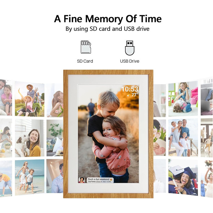 Цифровий фоторамка Frameo з Wi-Fi, 10.1 дюйма, 32GB, сенсорний екран, автоповорот, сумісність з додатком Frameo