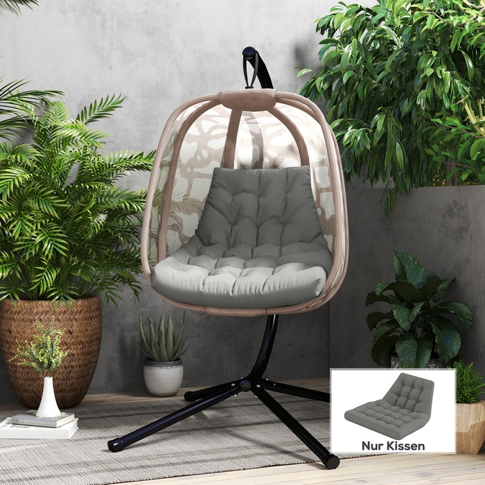 Подушка для саду та вуличних меблів, м'який наповнювач, ідеально підходить для гамаків та гойдалок, сірого кольору