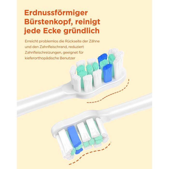 Електрична зубна щітка звукового типу для дорослих та дітей Rosenrot, 5 режимів, 3 інтенсивності, таймер, 8 насадок, етитуй