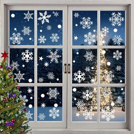 Прикраса вікон Сніжинки для зимових вечірок - ПВХ наклейки для дверей, вітрин та скляних фасадів, 260