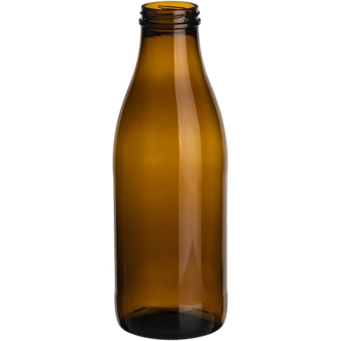 Набір з 20 пляшок соку gouveo об'ємом 1000 мл з кришкою, що загвинчується білого кольору-велика скляна пляшка об'ємом 1 літр з кришкою TO48-порожня пляшка для наповнення кухні і будинку (20 шт., Коричневий / Чорний)