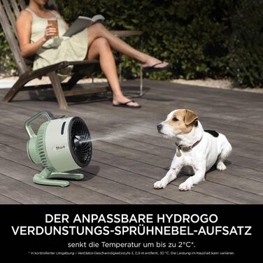 Вентилятор Shark FlexBreeze HydroGo Starker з функцією розпилення, охолодження для дому та вулиці, тихий та довговічний, з підключенням та без, компактний та легкий, повітряний потік до 20 м, Mint FA050EUGN