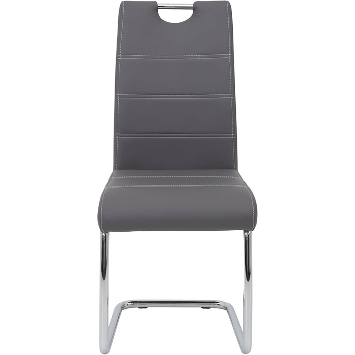 Набір обідніх стільців Hela Flora (4 шт.), штучна шкіра сірого кольору, металевий каркас, 42x57x98 см