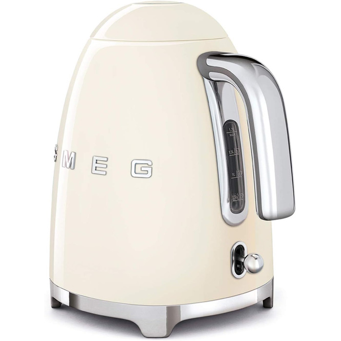Електричний чайник Smeg KLF03CREU 1.7L, кремовий колір, з нержавіючої сталі, антинакипний фільтр, автоматичне відключення, 2400W