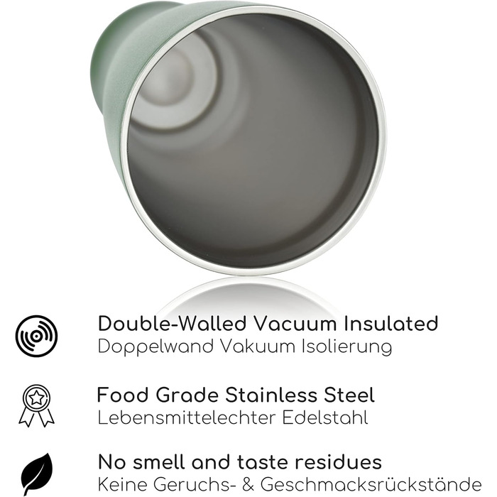 Термокухоль для пива Milu Weizenbierglas з нержавіючої сталі, 500 мл, оливково-зелений - ізольований пивний кухоль з кришкою, подарунок для чоловіків