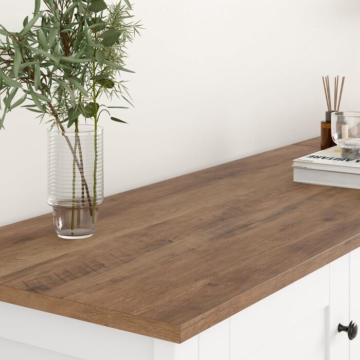 Сайдборд HOCSOK: кухонний буфет з 5 шухлядами та 1 дверцятами, з робочою поверхнею, колір білий та коричневий