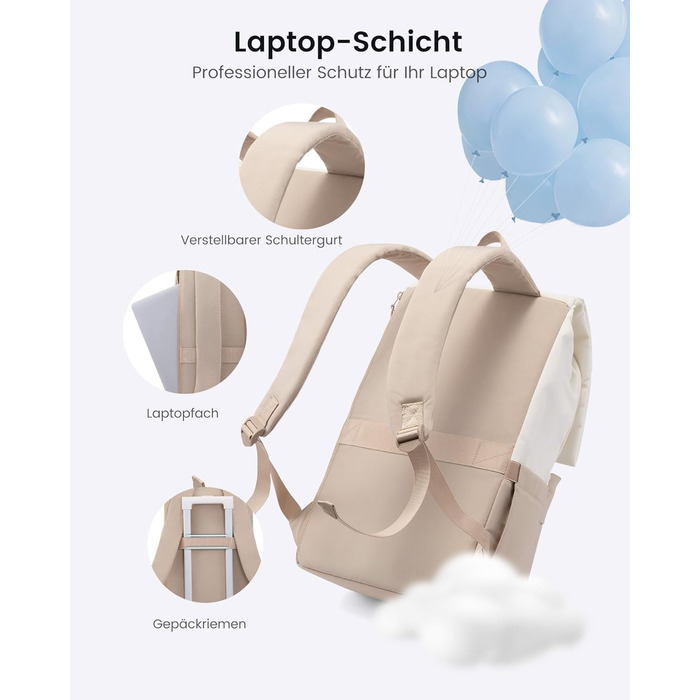 LOVEVOOK Рюкзак для ноутбука 17.3 дюйма, водонепроникний, для жінок та чоловіків, великий шкільний рюкзак, для підлітків, для роботи, навчання (15.6 дюйма, бежевий+хакі)