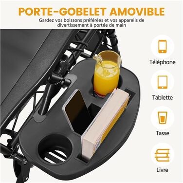 Розкішна садова лежанка Yaheetech з підголовником та тримачем для напоїв - розкладний лежак для відпочинку на вулиці