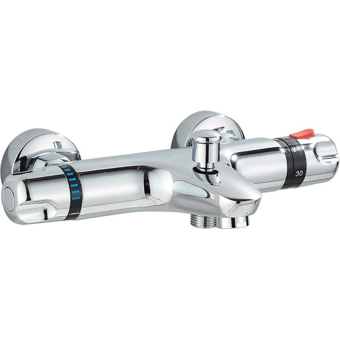 Змішувач для ванни з термостатом, настінний монтаж, хром. Змішувач для ванни та умивальника для ванної кімнати