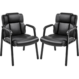 Крісла їдальні Yaheetech (2 шт.) з підлокітниками, чорні, штучна шкіра | Стільці для кухні, вітальні, офісу