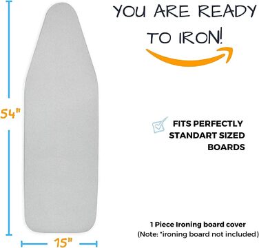 Покриття для прасувальної дошки SAVUK та подушка для прасування, стандартного розміру, силіконове покриття, 4 шари, 38.1 x 137.2 см, надміцне, товсте ущільнення, стійке до плям, еластичний край (Срібний)