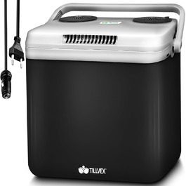 Електричний охолоджувач tillvex 32л Міні-холодильник 230 В і 12 В для автомобільного кемпінгу охолоджує та зігріває Режим ECO (антрацит)