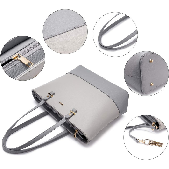 LOVEVOOK Сумка-шоппер для жінок, велика жіноча сумка, шкіряна сумка LOVEVOOK, 3-частинний набір (світло-сірий/темно-сірий)