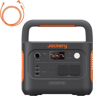 Jackery Explorer 1000: Портативна електростанція - 1002Wh, 1000W (2000W пік), USB, QC, 230V, для кемпінгу та подорожей (E1000 v2+5M)