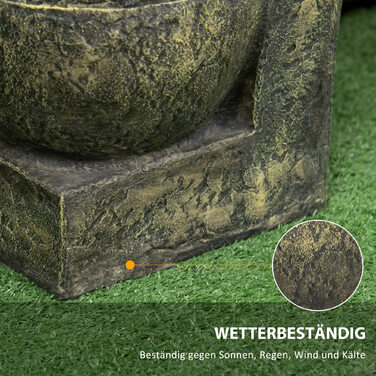 Фонтанчик, 3 режими, стійкий до погодних умов, 25 см x 24 см x 60 см, Сірий