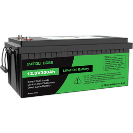 Акумулятор DATOUBOSS 12V 300Ah LiFePO4, 200A BMS, 8000 циклів, 3840 Вт, для сонячної батареї, автофургону, автономного живлення