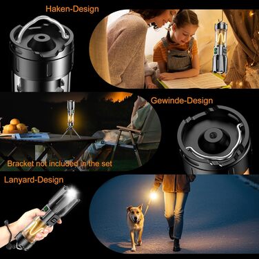 Потужний тактичний ліхтар Relybo LED, 1 000 000 Люмен, акумуляторний, з USB-зарядкою та плавним регулюванням яскравості, для кемпінгу та екстрених ситуацій (Чорний глянець)