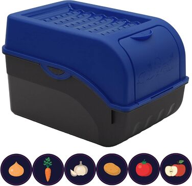 ARTECSIS Коробка для зберігання картоплі, білий колір, набір 2 шт. | Організатор для овочів з кришкою, 4 кг, з наліпками