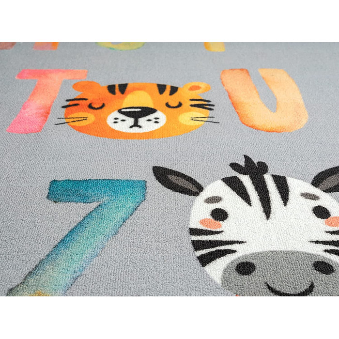 Дитячий килим Happy Life для ігор, що миється, алфавіт, Сірий, круглий, 160 см