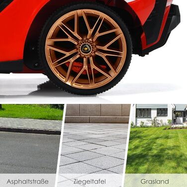 Дитячий електромобіль GOPLUS Lamborghini з пультом, Bluetooth, USB, музика, для дітей 3-8 років, білий/червоний