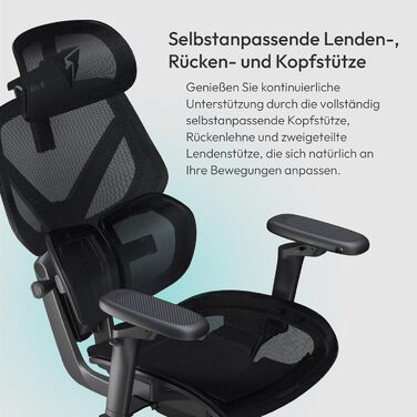 Ігровий крісло ThunderX3 Flex Pro Loft | Ергономічне крісло для офісу та геймінгу з тканини, регулювання 19D, 5D підлокітники, механіка SYNC6, дихаюче (Чорний)