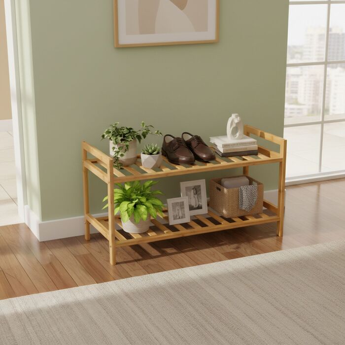 Стелаж для взуття з бамбука, що складається з секцій