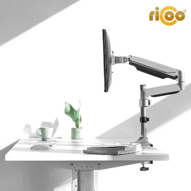 Тримач для монітора RICOO TS3011: кріплення для 13-34 дюймових моніторів VESA 75x75/100x100, газ-амортизатор, регулювання висоти, настільний кріплення
