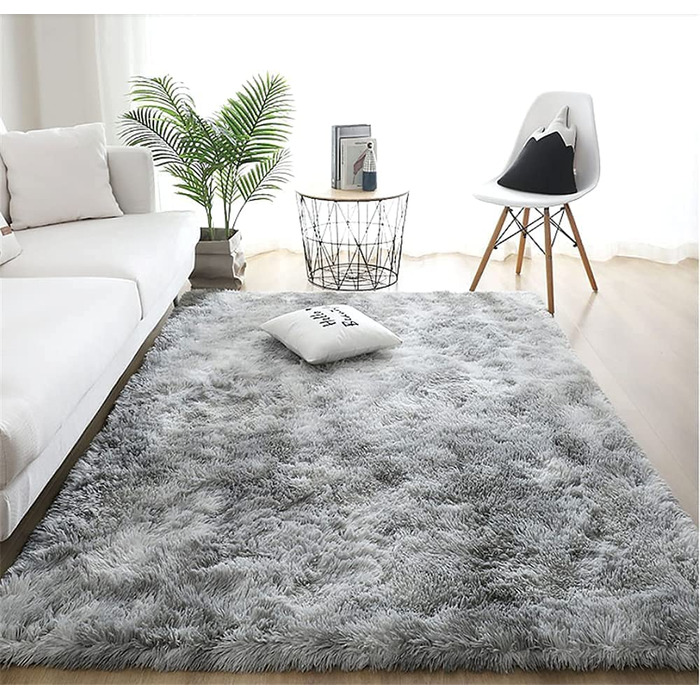 Килими Leesentec, круглі килими для спальні, вітальні, нековзні м'які пухнасті килимки, ворсисті килимки, великі Килимки для передпокою (білий/сірий, 140) (сірий / білий, 80*120 см)