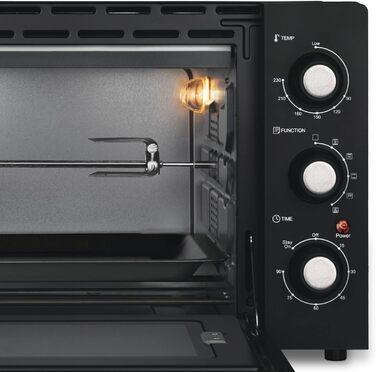 Міні-піч H.Koenig FO42, 42 л, 230°C, 5 режимів, таймер 90 хв, конвекція, гриль, з щипцями, крихтозбірник, поворотний насадка, 2000W