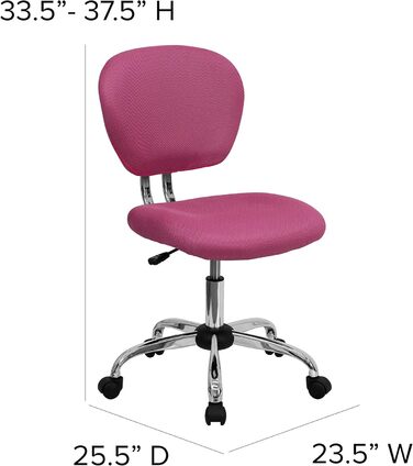 Офісне крісло Flash Furniture H-2376-F-WHT-GG, середня спинка, сітка, хромована основа, рожева, без підлокітників