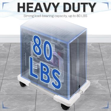 Підставка для комп'ютера Liitrton Mobiler - регульована, на коліщатках, білий колір