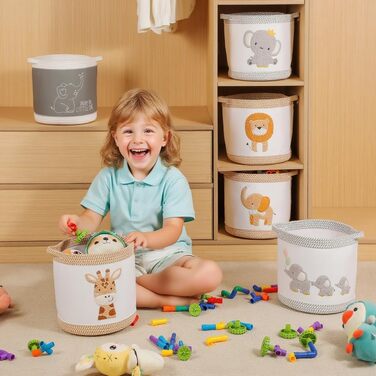 Набір кошиків для зберігання 3 шт. плетені кошики для іграшок, білизни, дитяча кімната, органайзер для іграшок, одягу, м'яких іграшок, місткі та надійні кошики, жовтий колір