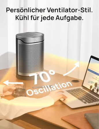 Електричний обігрівач DREO Keramikheizung 318,1500W з термостатом, захистом від перегріву та нахилу, таймером, дитячим замком, економією енергії 40%, тихий, срібний, для спальні, класичний дизайн