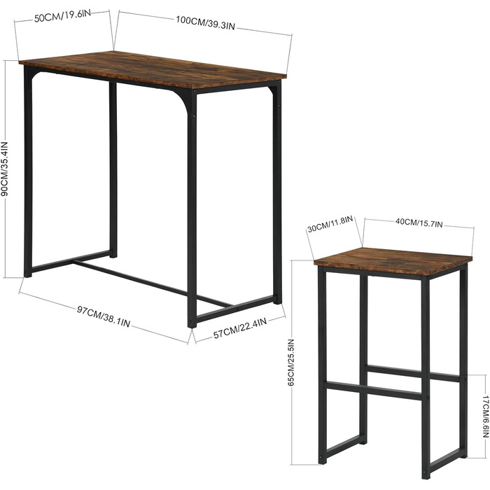 Набір кухонних меблів: стіл та 4 табурети (колір: коричневий)