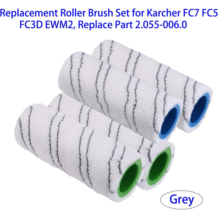 Аксесуари для рулонної щітки з мікрофібри комплект валиків для Krcher FC7 FC5 FC3 EWM2 запасні частини 2.055-006.0 (жовтий) (4 шт. x 2.055-007.0 (сірий)), 4 шт.