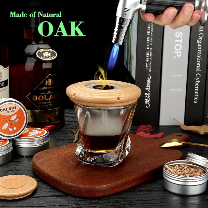 Набір для копчення коктейлів: 4 дерев'яні чіпси, аксесуар для віскі, коктейлів, кави, бурбону, м'яса