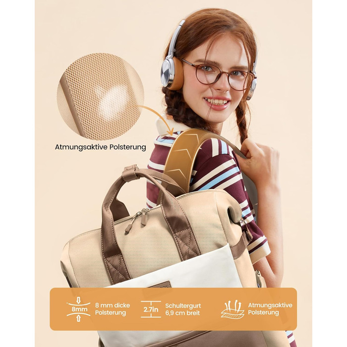 LOVEVOOK Рюкзак для жінок з відділенням для ноутбука 15.6 дюймів, шкільний/туристичний/бізнес, водонепроникний, 15.6 дюймів, 1 Хакі