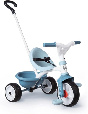 Триколісний велосипед Smoby Be Move з батьківською ручкою, ременем безпеки, металевим каркасом та педальним механізмом для дітей від 15 місяців (Блакитний)