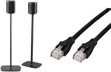 Підставка Flexson для Sonos One, One SL та Play:1 (Чорний колір, пара, з LAN-кабелем 0,9м)