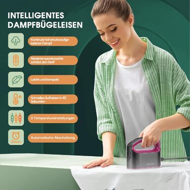 Праска Newbealer: компактна туристична праска, 1200W, 3 режими, швидкий нагрів 45с, зелений/пісочний колір