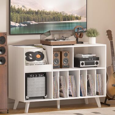 Підставка для платівок велика на 450 альбомів, з полицею для зберігання, біла