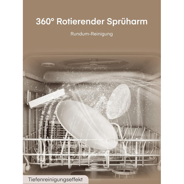 Посудомийна машина Fohere компактна 5л з таймером відкладеного старту (6 годин), 6 програм, для кухні, кемпінгу, автодому