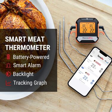 Цифровий термометр для м'яса ThermoPro з двома щупами: для гриля, барбекю, смаження, з Bluetooth 5.0 та функцією сповіщення