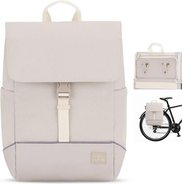 Міські кофри Johnny для багажу жіночі та чоловічі бежеві - Mika Bike - Велосипедна сумка 2 в 1 Рюкзак і сумка для багажу Задня частина - водовідштовхувальний пісок Поліестер